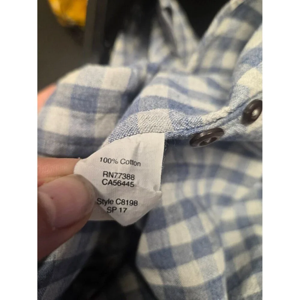 J. Crew Mens XL Slim Fit Shirt Blue White Gingham Plaid Long Sleeve Button Down
